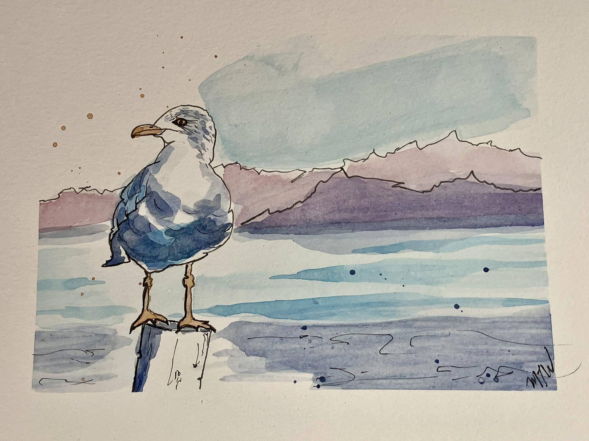 Ink and watercolor in sketchbook