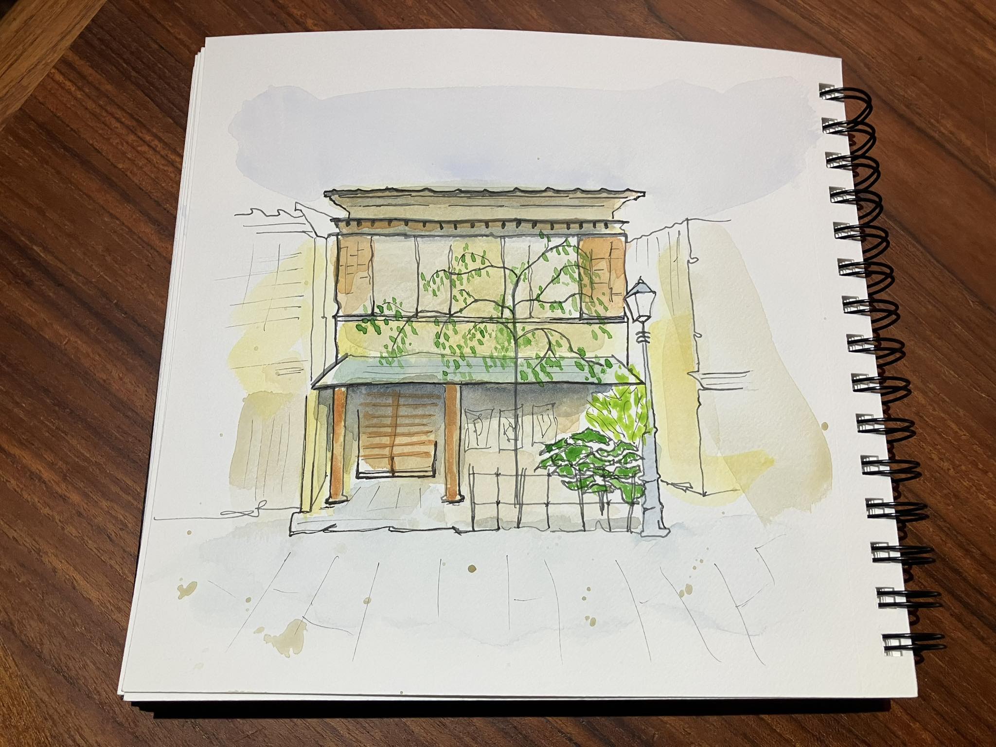 Ink and watercolor in sketchbook